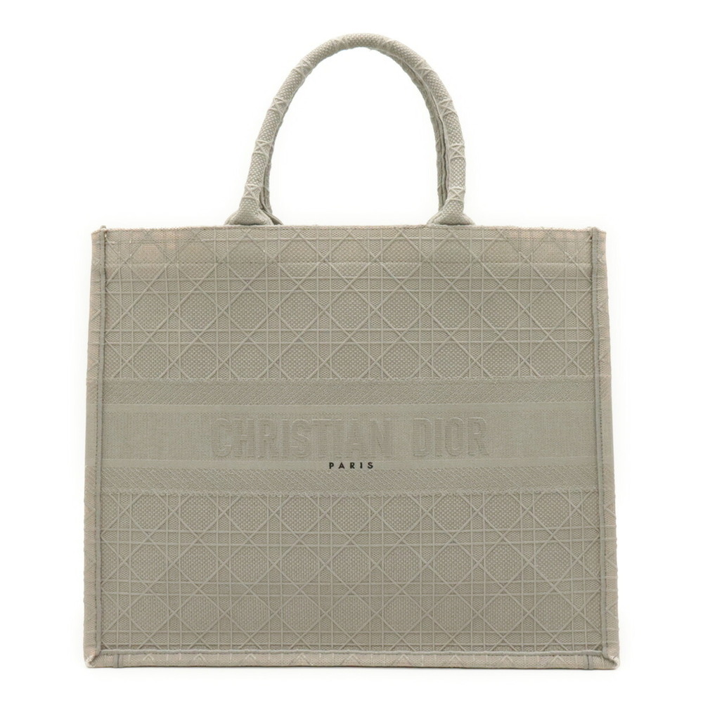 Christian Dior Book Tote, Large Cannage Tote Bag, Canvas, Gray